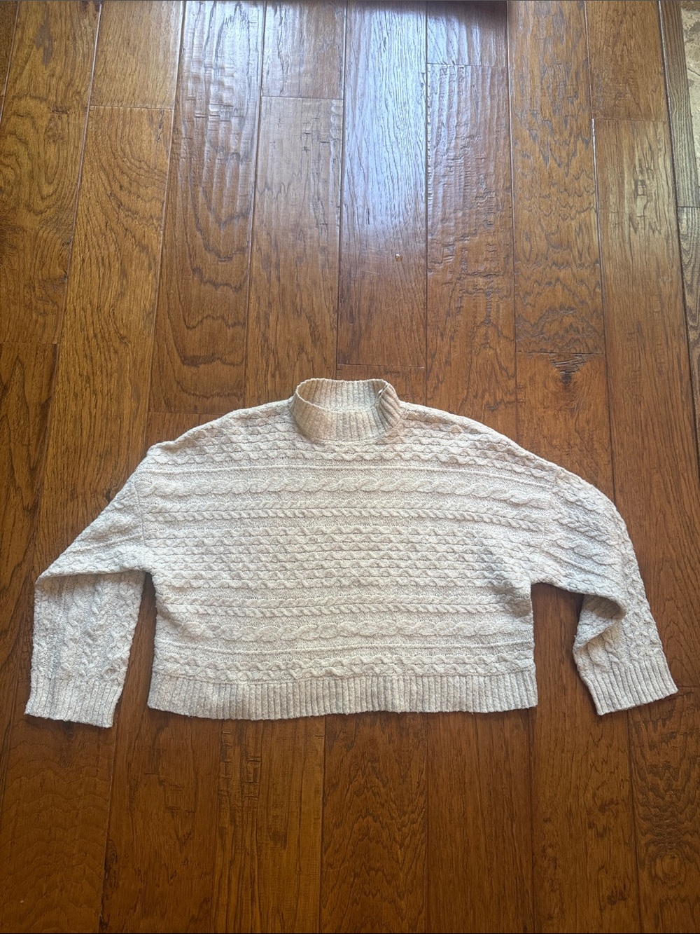 Jessica Simpson Cozy Cable Knit Cream Mock-Neck Sweater